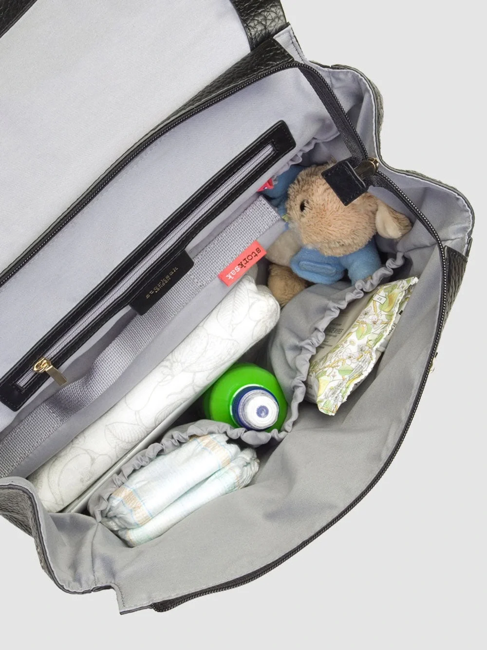 Storksak London Pebbled Leather Convertible Diaper Bag Backpack Maternity Baby